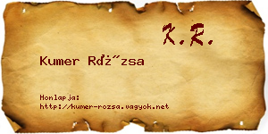 Kumer Rózsa névjegykártya